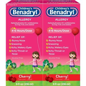Children's Benadryl Allergy Liquid Cherry 8 oz Clearance Visit New