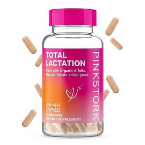 Pink Stork Total Lactation Supplement for Breast Milk Supply, Organic Fenugreek and Alfalfa to Support Breastfeeding, Milk Flow, and Production, Postpartum Essentials - 60 Capsules Discount Best