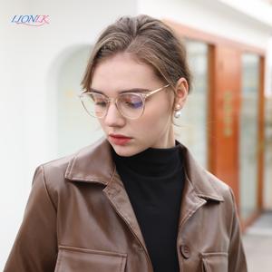 LIONLK Comfortable Cat Eye Flat Lens Women's Anti-Blue Light Glasses Frame TR90 Transparent Pink Oversized Computer Sale For Nice