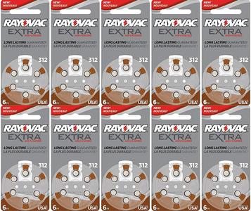 60 x Size 312 Rayovac Extra Advanced Hearing Aid Batteries Perfect Cheap Online