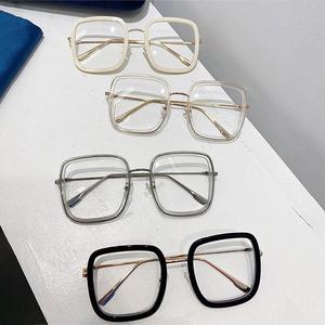Oversized Square Glasses Frame Women Vintage Anti-Blu-Ray Clear Lens Eyewear Optical Men Beige Eyeglasses Frame Clearance Official