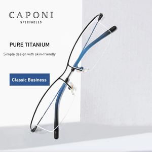 CAPONI Pure Titanium Glasses Frame Blue Light Blocking Computer Glasses Women Ultralight Business Study Eyeglasse Men JF6106 Finishline Online