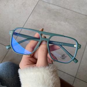 SO&EI Square Double Bridges TR90 Women Glasses Frame Clear Anti-Blu-Ray Eyewear Retro Men Optical Frame Computer Goggles Tumblr Sale Online