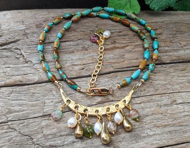 Turquoise & Tourmaline Chandelier Necklace Official Site