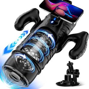Automatic Thrusting Male Masturbator with Handle, Phone Holder, and Suction Base Clearance From China