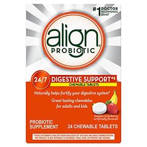 Align Probiotic, Chewable Probiotic Tablets for Women and Men, Fortify Your Digestive System 24/7 with Healthy Bacteria, #1 Recommended Probiotic by Doctors and Gastroenterologists, 24 Tablets Amazon Sale Online
