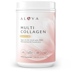 Alaya Multi Collagen Powder - Type I, II, III, V, X Hydrolyzed Collagen Peptides Protein Powder Supplement with MSM GC (Vanilla) Buy Cheap Explore