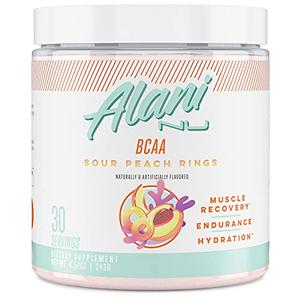 Alani Nu BCAA SOUR PEACH RING | Branch Chain Essential Amino Acids | 2:1:1 Formula | Supplement Powder | Muscle Recovery Vitamins for Post-Workout | 30 Servings Discount Nicekicks