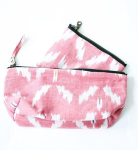 Gift Set: Rose Wine Ikat Tulip Zipper Pouch Big Discount Online