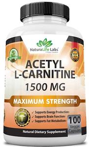 Acetyl L-Carnitine 1,500 mg High Potency Supports Natural Energy Production, Sports Nutrition, Supports Memory/Focus - 100 Veggie Capsules Discount 2025 Unisex
