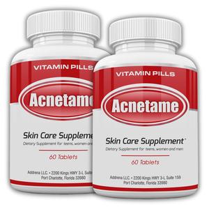Acnetame Acne Pills 2 Pack 120 Pills- Vitamin Supplements for Acne Breakouts- Hormonal Pimple Tablets to Clear Oily Skin for Women, Men, Teens, and Adults Comfortable