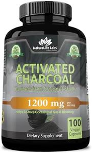 Activated Charcoal Capsules - 1,200 mg Highly Absorbent Helps Alleviate Gas & Bloating Promotes Natural detoxification Derived from Coconut Shells - per Serving - 100 Vegan Capsules Sale Ebay