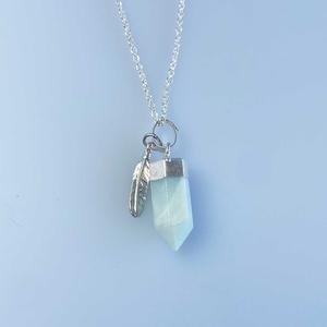 Petite aventurine point pendant with feather necklace Buy Cheap Big Sale