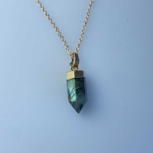 Petite labradorite point pendant necklace Sale Comfortable
