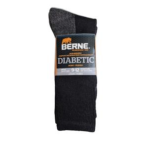 Berne Men's 2-PK Diabetic All-Purpose Cotton Crew Socks 924BD - Black For Cheap