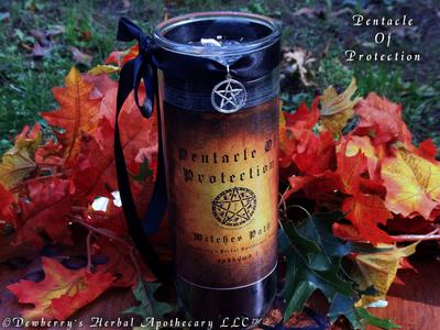 PENTACLE OF PROTECTION 7-Day Vigil Jar Candle w/Dragons Blood. For Walking The Witches Path For Sale Free Shipping