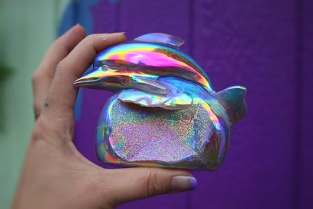 Aura Agate Dolphin with druzy geode cave no.1 Discount Low Cost