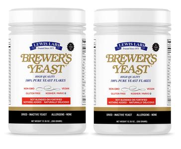 Lewis Labs Brewer's Yeast Flakes | Beer Yeast is A Rich Source of Amino Acids, B-Complex Vitamins, Minerals & Protein | Our Pure Bakers Yeast is Vegan, Keto, Paleo Friendly | Unsweetened, 2 Pack Cost For Sale