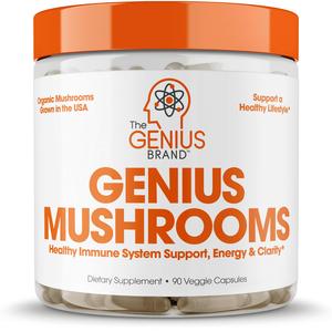 Genius Mushroom Supplement - Lions Mane, Cordyceps, Reishi - Brain Nootropic for Energy, Focus, Overall Wellness, & Immune Support, - 90 Veggie Pills Cheap Explore