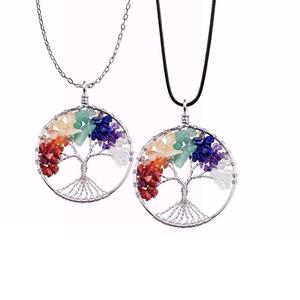 Chakra Stone Tree of Life Pendant Necklace Cheap Affordable