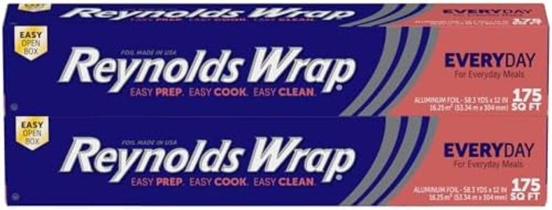 Reynolds Wrap Aluminum Foil Roll Pack, Easily Moldable Around Food for a Tight Seal, Great for Covering Dishes and Storing Leftovers, 2 Pack, 175 Sq. Ft. Rolls How Much