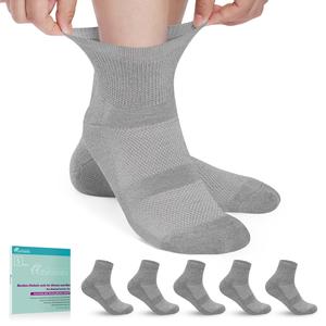 Revosoxs Diabetic Socks for Men Women,5 Pairs Seamless Toe Diabetic Ankle Socks for Women,Non-Binding Diabetic Socks(Grey-Medium) Visit New Online