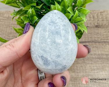 Blue Calcite Carved Egg Calming Energy for Healing and Balance Buy Cheap Pice