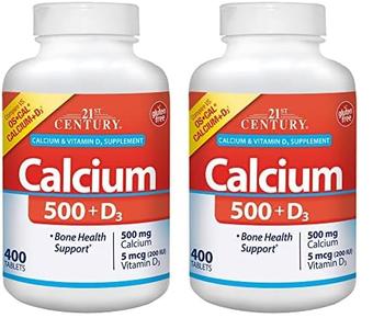 21st Century Calcium 500 mg Plus D3 Tablets, 400 Count (Pack of 2) Outlet Lowest Pice