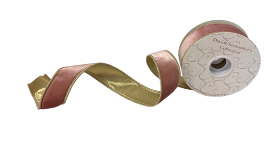 1.5X10YD rose/pink velvet ribbon with platinum lame back and platinum edge Buy Cheap Wholesale Pice