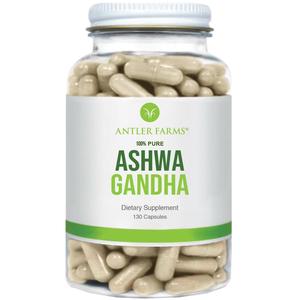 Antler Farms - 100% Pure Organic Ashwagandha Root and Ashwagandha Root Extract, 130 Capsules, 1200mg Std. to 5% withanolides, Boost Mental Performance, Energy and Immunity Clearance Get Authentic