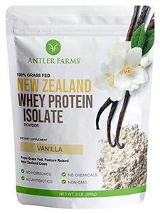 Antler Farms - 100% Grass Fed New Zealand Whey Protein Isolate, Vanilla Flavor, 2 lbs - Pure and Clean, 4 Ingredients, Delicious, Cold Processed Free Shipping Sale Online