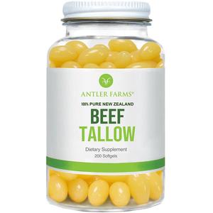 Antler Farms 100% Pure New Zealand Beef Tallow - Grass Fed, Pasture Raised, Top Grade, Purified And Filtered, Natural Beef Tallow - 200 Softgels, 500mg Best Place To Buy