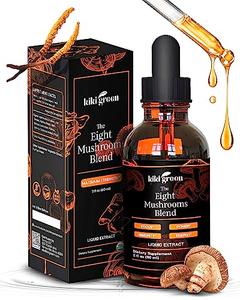 KIKI Green Liquid Mushroom Extract Drops - 8 Mushrooms Complex for Cognitive Support and Immunity Boost - Lions Mane Supplement, Cordyceps, Chaga, Reishi, Shiitake, Turkey Tail, Maitake, Red Reishi Free Shipping Online