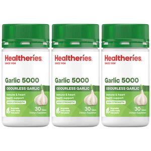 Healtheries Garlic 5000 30 Tablets x3 (3x Bottles) Geniue Stockist Cheap Online