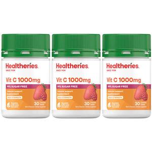 Healtheries Berry Vit C 1000mg 30 Chewable Tablets x3 (3x Bottles) Genuine Cheap Online