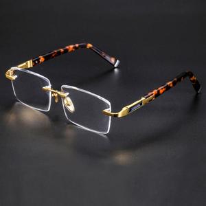 Reading Glasses Man Natural Crystal Reflected Stone Glass Lens Presbyopia Acetate Glasses Frame Woman Rimless Eyeglasses Cheap Official
