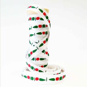 10mm Green and Red Abstract Xmas Tree White Satin Ribbon - 3 Metres Sale 100% Authentic