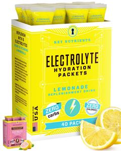 KEY NUTRIENTS Electrolytes Hydration Packets - Refreshing Lemonade 40 Pack - Travel Hydration Powder - No Sugar, No Calories, Gluten Free - Made in USA Clearance Ebay