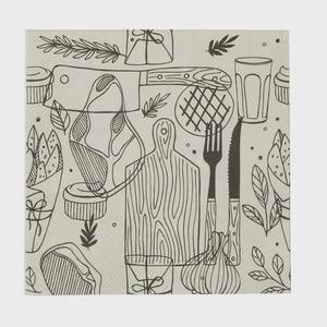 Barbeque 20pk 3 Ply 33cm Napkin Wht/Blk Low Pice Fee Shipping Sale Online
