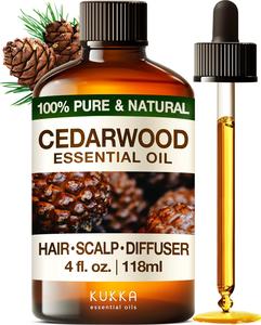 Kukka Cedarwood Essential Oil for Hair Skin & Diffuser - 100% Natural Essential Oil Cedarwood Oil for Hair Aromatherapy Soap Making Scent (4 Fl Oz) Sale Low Shipping Fee