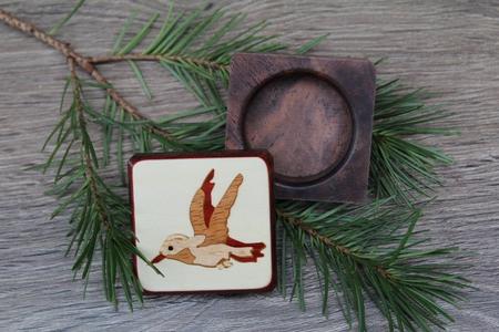 Wood Pill Box-Pill Organizer-pocket pill box-Pill box with design-pill case-small box-inlay pill box, Bird 1 3/4'' Cost For Sale
