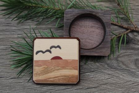 Wood Pill Box-Pill Organizer-pocket pill box-Pill box with design-pill case-small box-inlay pill box Sun Seagull 1 3/4'' Amazon Sale Online