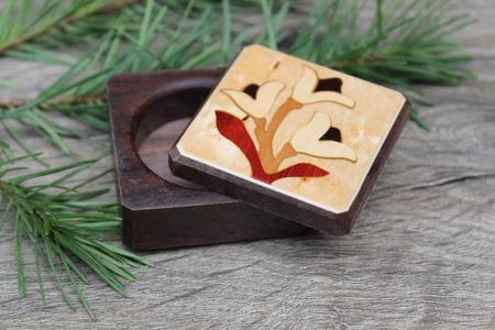 Wood Pill Box-Pill Organizer-pocket pill box-Pill box with design-pill case-small box-inlay pill box, Flower 1 3/4'' Outlet Hot Sale