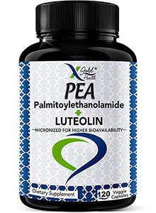Palmitoylethanolamide 630 mg Luteolin Standardized 98%- Micronized Pea 99% Highly Purified and Bioavailable - Made in USA - Supplement for Men and Women - 120 Veggie Capsules Discount Low Cost