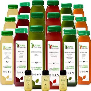 3 Day Juice Cleanse by Raw Fountain, Tropical Flavors, All Natural Raw, Cold Pressed Fruit and Vegetable Juices, Detox Cleanse, 18 Bottles 12oz, 3 Bonus Ginger Shots Cheap In China
