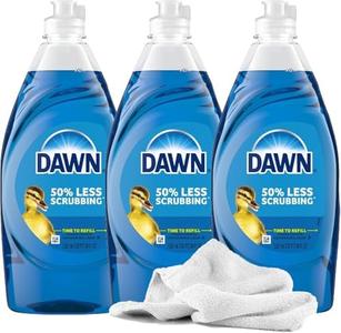 3 Dishwashing Liquid Soap, 18oz | Clean Scent - Concentrated Ultra Dish Cleaner Towel & Soap for Dishes, Kitchen, Restaurant, Janitorial (54oz Total) For Nice