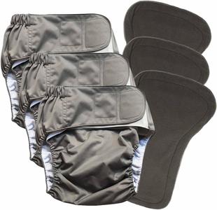 3 Pack Cloth Adult Diapers with Oversized Inserts, TPU Nappies Reusable Washable Incontinence Care Protection Diaper for Men or Women, Elderly, Waist 35.4-47.2In (L) For Nice Online