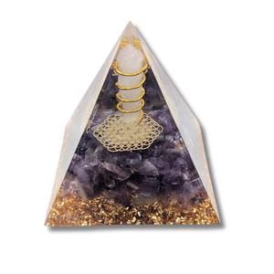 P02 | Pyramide en orgonite, amthyste et quartz Choice