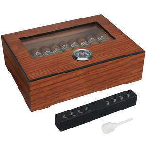 Cigar Humidor Box W/ Hygrometer Humidifier Portable Smoking Accessories Glass Window Cedar Wood Case For Cohiba In China Cheap Online