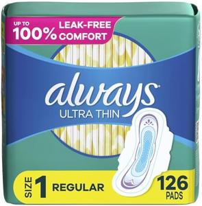 Always Ultra Thin Daytime Pads with Wings, Size 1, Regular, Unscented, 42 Counts x 3 Packs (126 Count Total) Discount Best Seller
